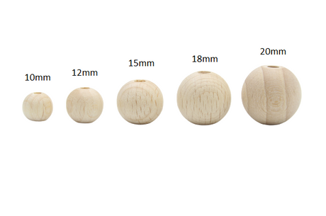 Ronde Ø8, 10, 12, 15, 18, 20mm - en hêtre fabrication Française - Perle en bois