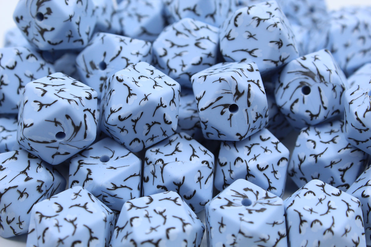 Perle imprimée florale - Perle en silicone