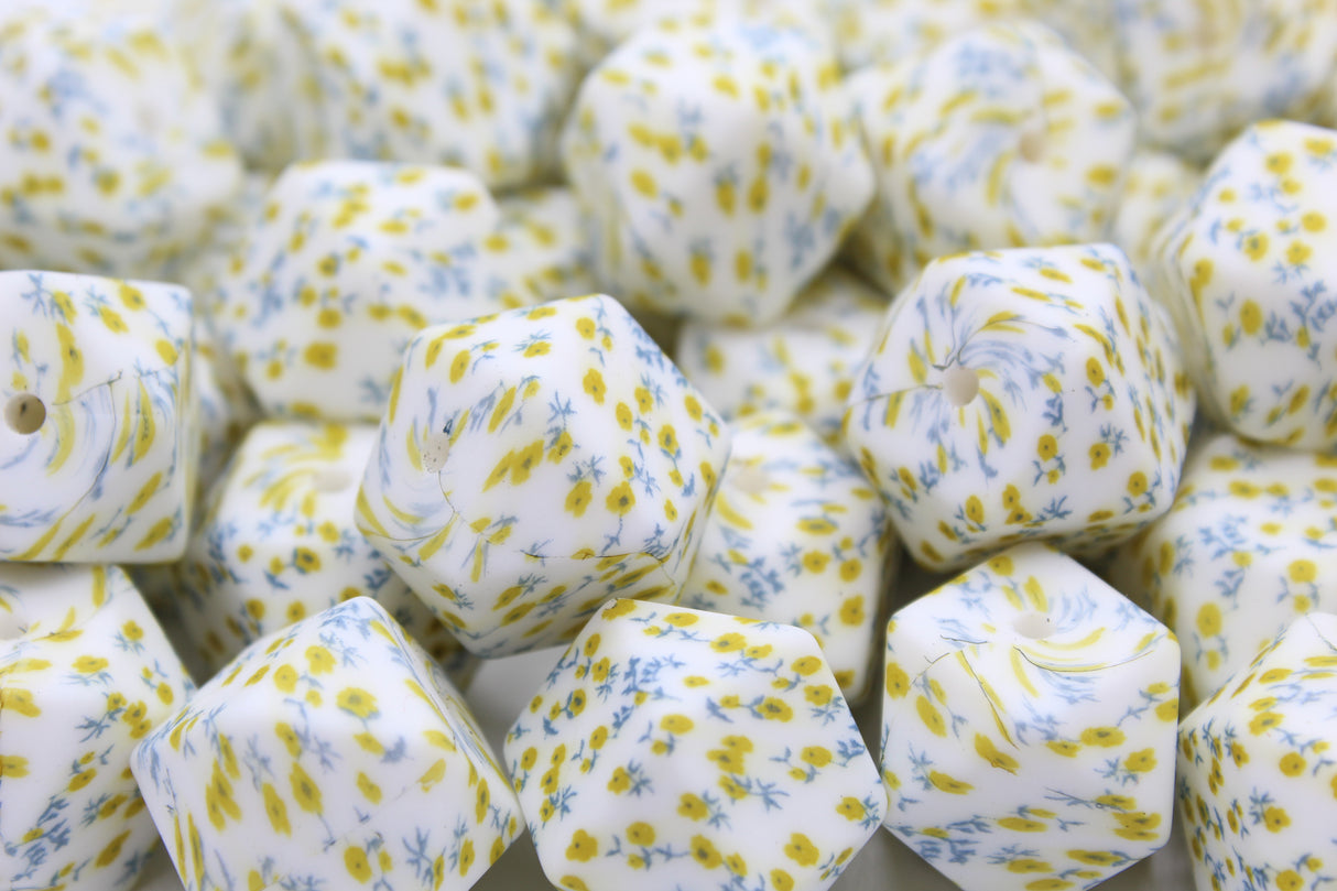 Perle imprimée florale - Perle en silicone