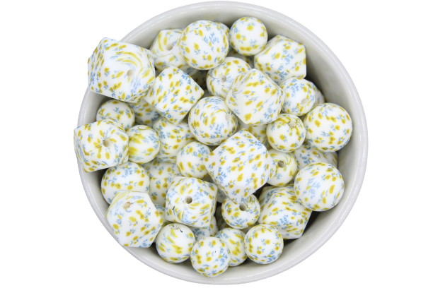 Perle imprimée florale - Perle en silicone