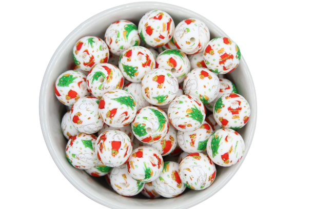 Perle imprimée Noël - Perle en silicone