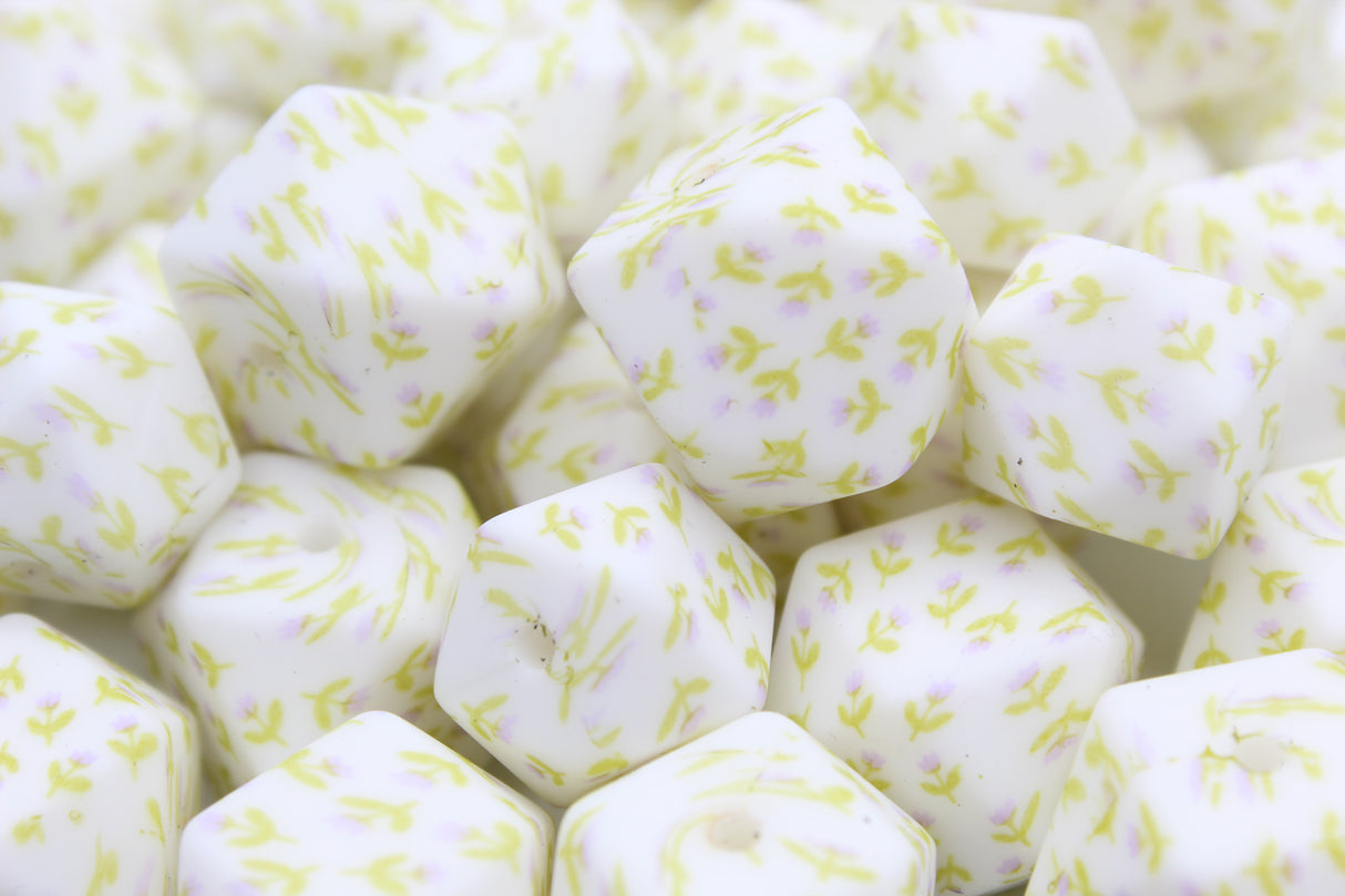 Perle imprimée florale - Perle en silicone