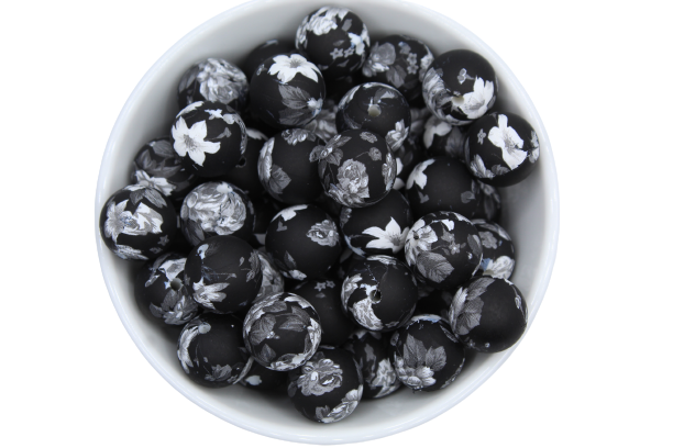 Perle imprimée florale - Perle en silicone