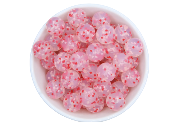 Ronde transparente coeur - Perle en silicone