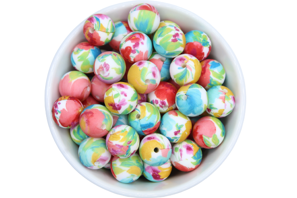 Perle imprimée florale - Perle en silicone