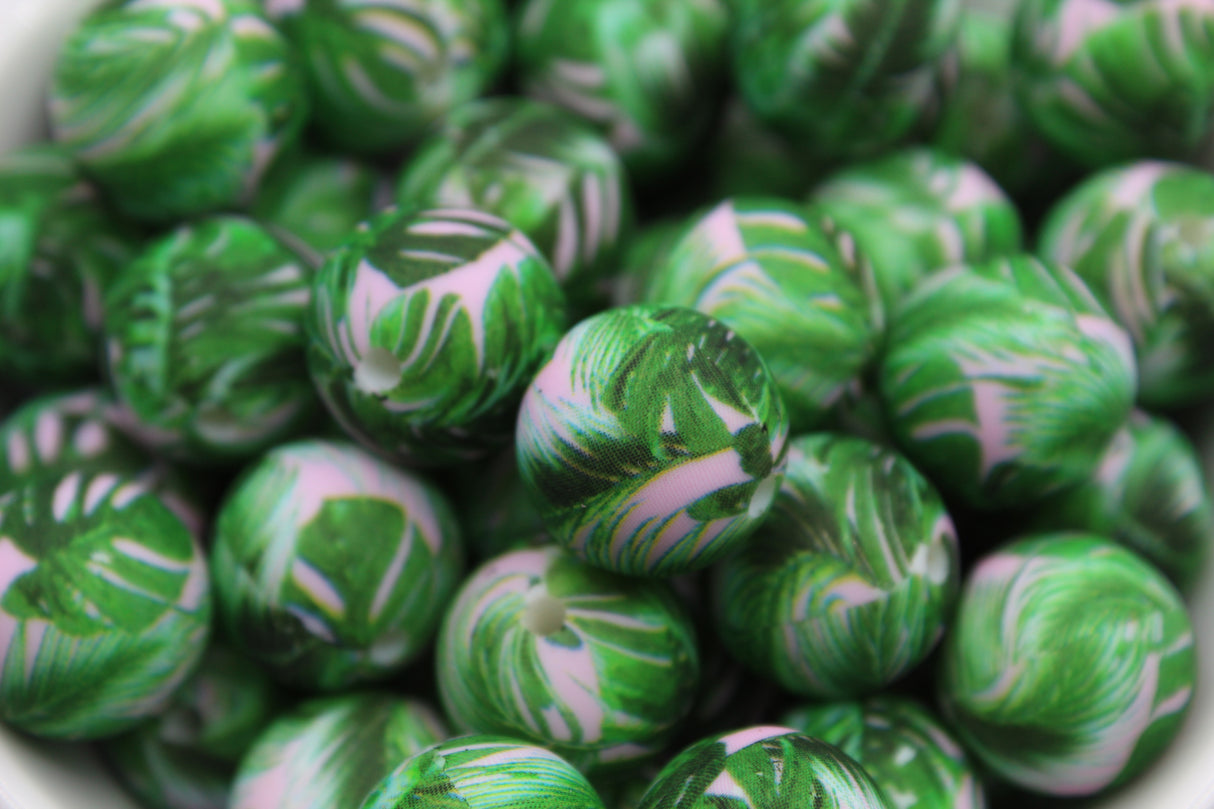 Perle imprimée florale - Perle en silicone