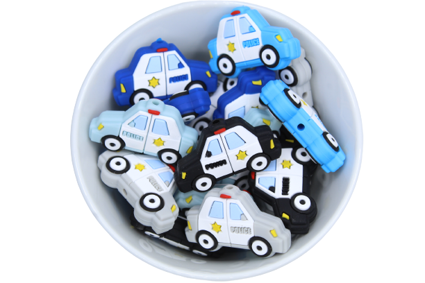 Voiture police - Perle en silicone