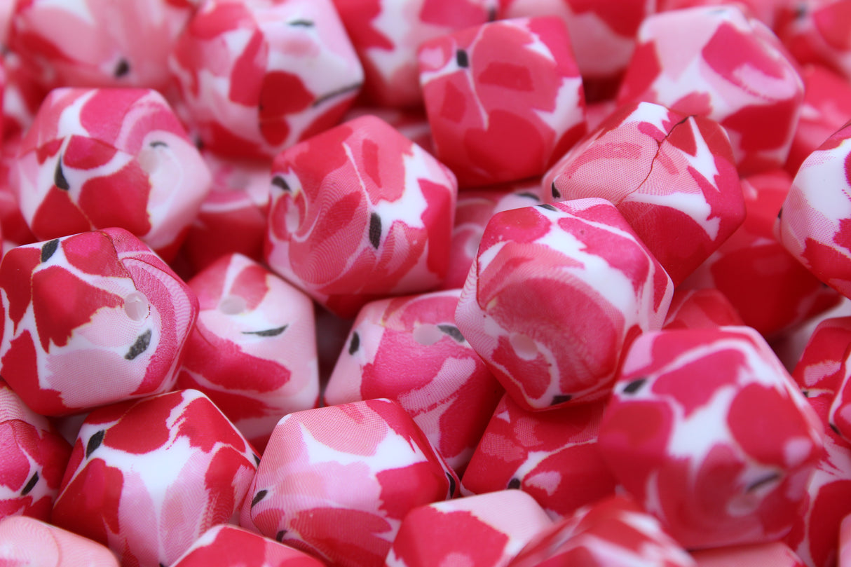 Perle imprimée florale - Perle en silicone