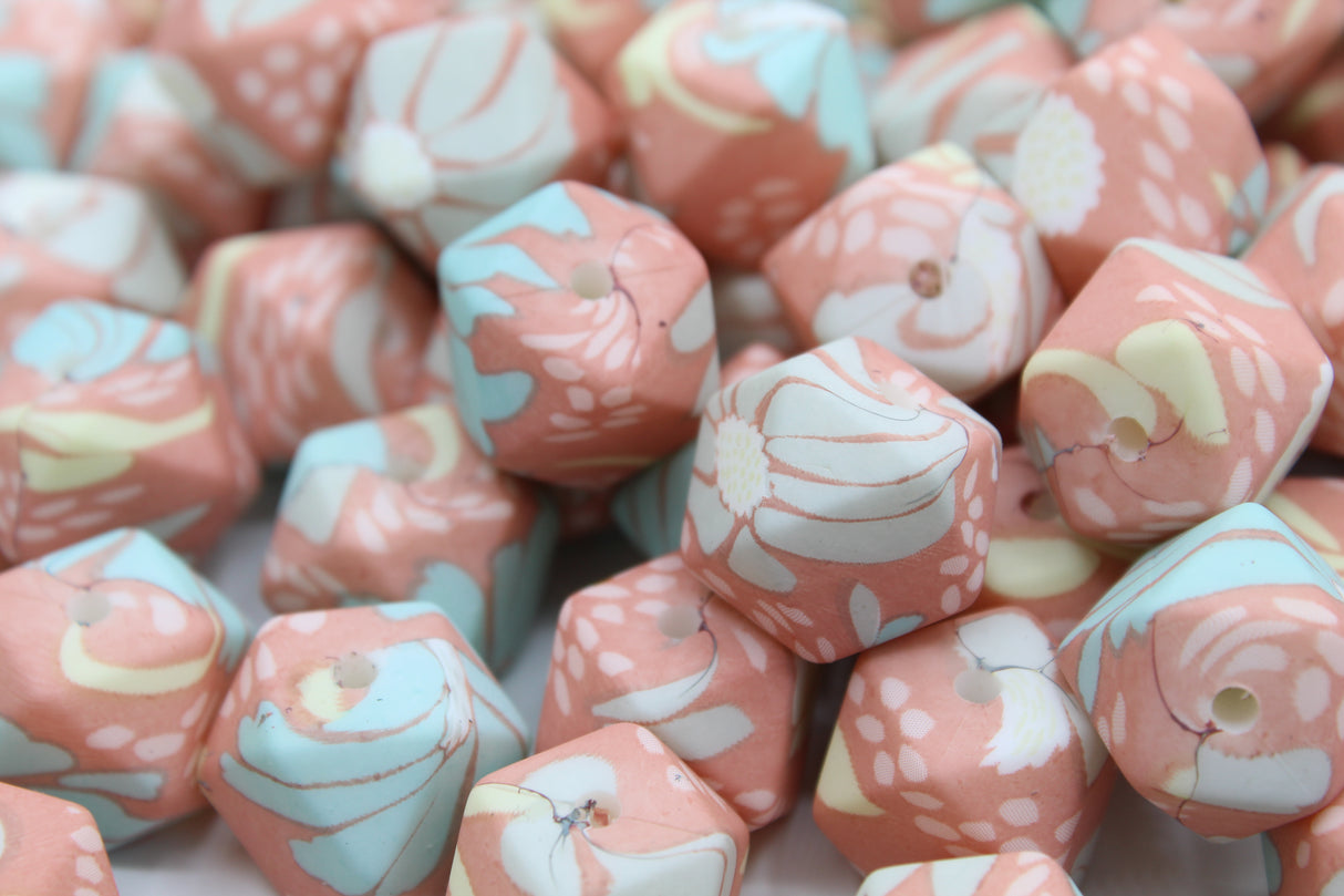 Perle imprimée florale - Perle en silicone