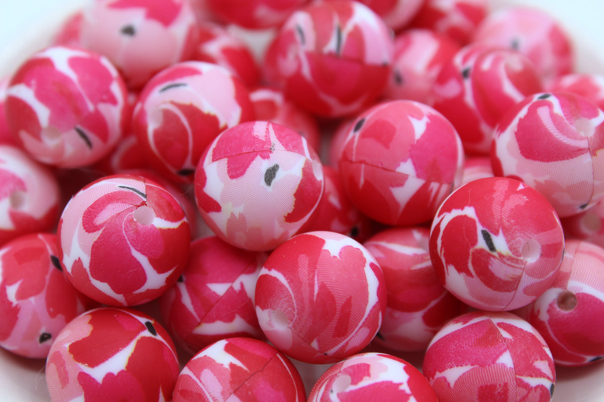Perle imprimée florale - Perle en silicone