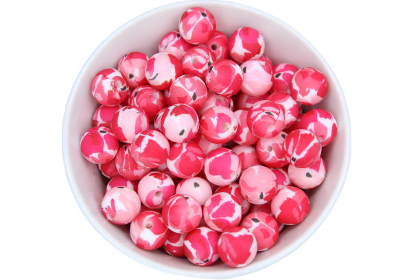 Perle imprimée florale - Perle en silicone