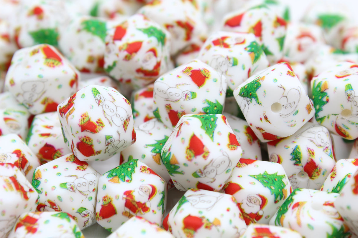 Perle imprimée Noël - Perle en silicone