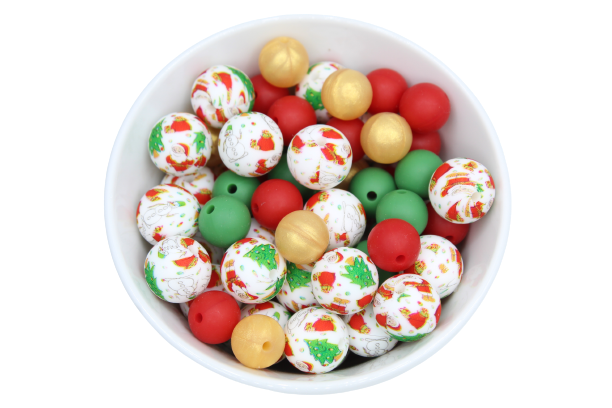 Perle imprimée Noël - Perle en silicone