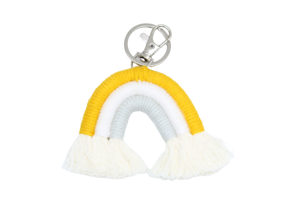 Porte clés Arc en ciel macramé