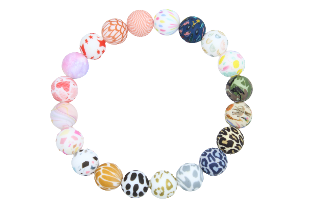 Perle imprimée à motif - Perle en silicone