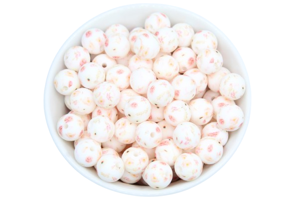 Perle imprimée florale  - Perle en silicone