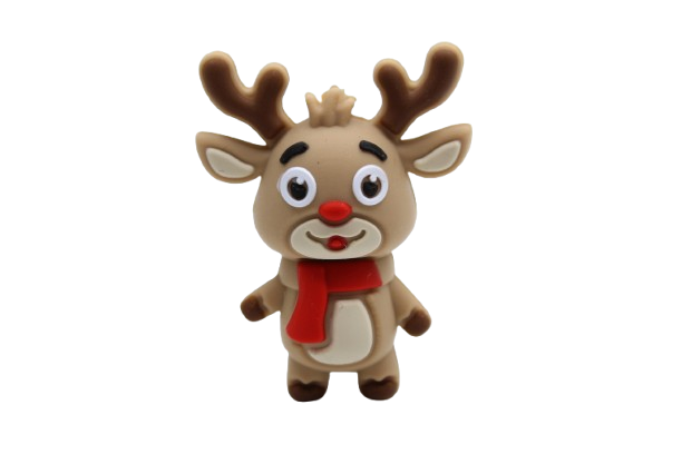 Renne avec écharpe rouge 3D - Perle en silicone