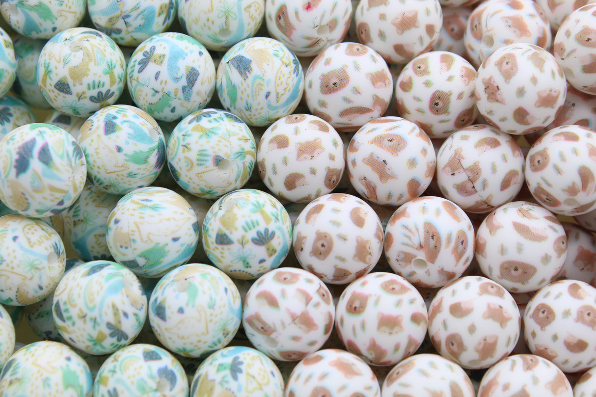 Perle imprimée animaux EXCLUSIVITÉ - Perle en silicone