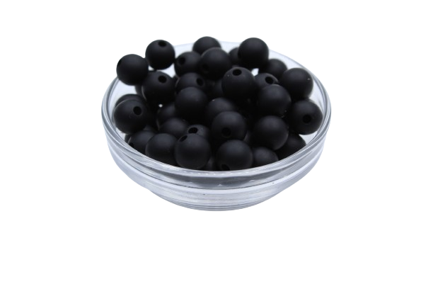 Perles En Silicone Noir 9mm - Lot De 10 Pièces - Marque SAVMER - Neuf