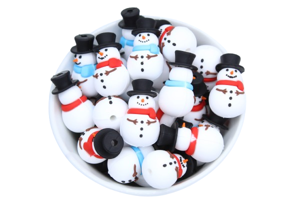 Bonhomme de naige avec chapeau 3D - Perle en silicone