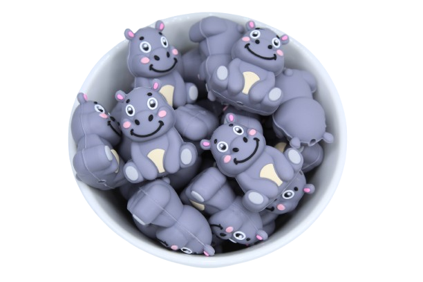 Hippopotame 3D - Perle en silicone