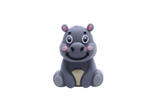 Hippopotame 3D - Perle en silicone