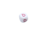 Lettre 12mm Exclusivité: Blanc - Rose sucré - Perle en silicone