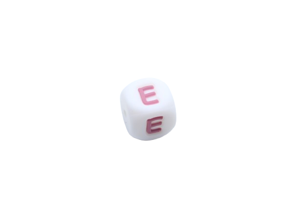 Lettre 12mm Exclusivité: Blanc - Rose sucré - Perle en silicone