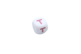 Lettre 12mm Exclusivité: Blanc - Rose sucré - Perle en silicone