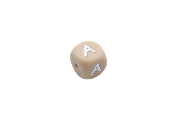 Lettre 12mm Exclusivité: Taupe -Blanc - Perle en silicone