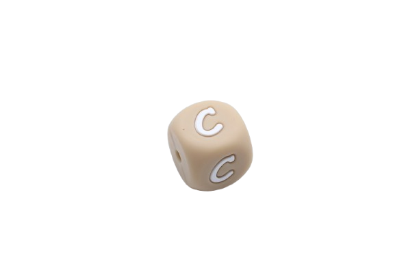 Lettre 12mm Exclusivité: Taupe -Blanc - Perle en silicone