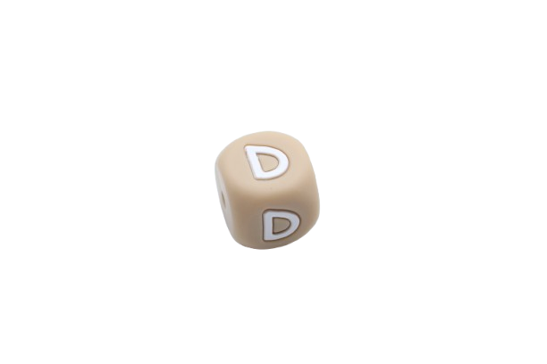 Lettre 12mm Exclusivité: Taupe -Blanc - Perle en silicone