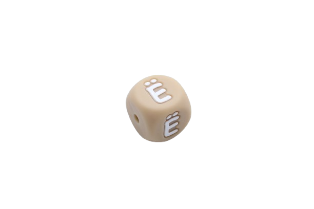 Lettre 12mm Exclusivité: Taupe -Blanc - Perle en silicone