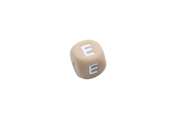 Lettre 12mm Exclusivité: Taupe -Blanc - Perle en silicone