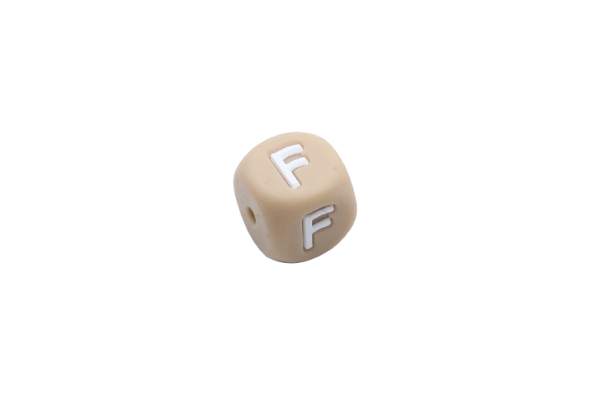 Lettre 12mm Exclusivité: Taupe -Blanc - Perle en silicone