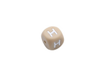Lettre 12mm Exclusivité: Taupe -Blanc - Perle en silicone