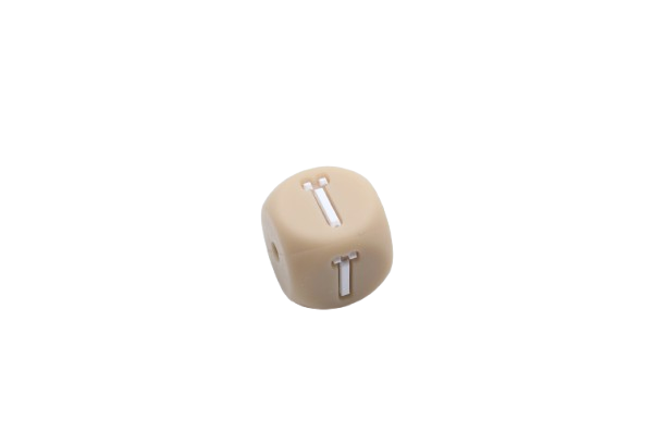 Lettre 12mm Exclusivité: Taupe -Blanc - Perle en silicone