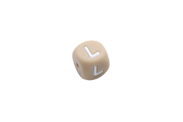 Lettre 12mm Exclusivité: Taupe -Blanc - Perle en silicone