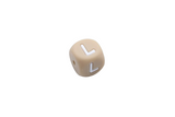 Lettre 12mm Exclusivité: Taupe -Blanc - Perle en silicone