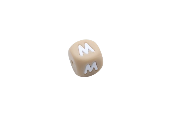 Lettre 12mm Exclusivité: Taupe -Blanc - Perle en silicone