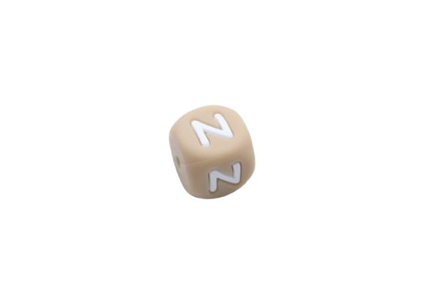 Lettre 12mm Exclusivité: Taupe -Blanc - Perle en silicone