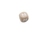 Lettre 12mm Exclusivité: Taupe -Blanc - Perle en silicone