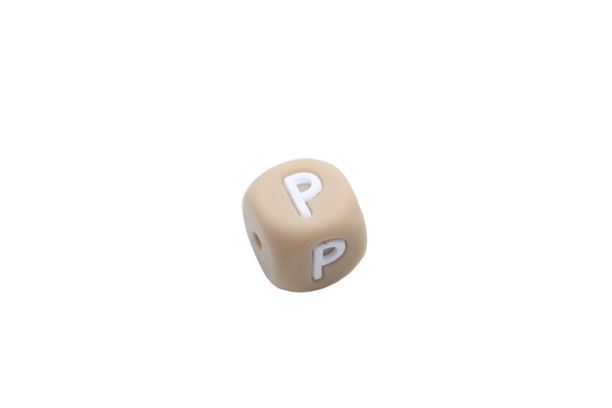 Lettre 12mm Exclusivité: Taupe -Blanc - Perle en silicone