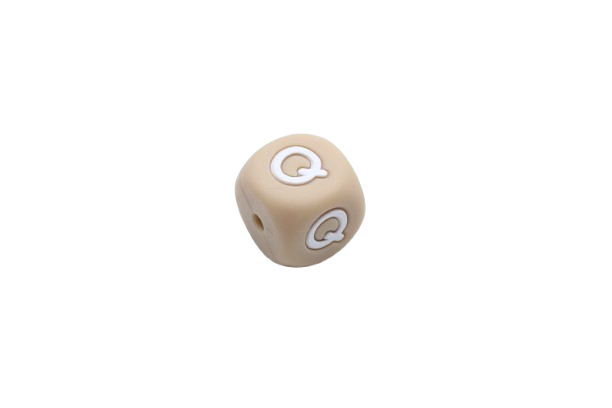 Lettre 12mm Exclusivité: Taupe -Blanc - Perle en silicone