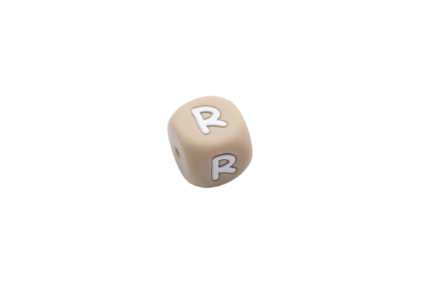 Lettre 12mm Exclusivité: Taupe -Blanc - Perle en silicone