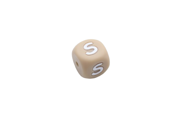Lettre 12mm Exclusivité: Taupe -Blanc - Perle en silicone