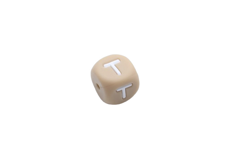 Lettre 12mm Exclusivité: Taupe -Blanc - Perle en silicone