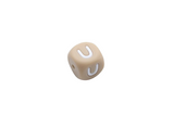 Lettre 12mm Exclusivité: Taupe -Blanc - Perle en silicone