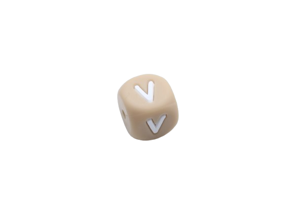 Lettre 12mm Exclusivité: Taupe -Blanc - Perle en silicone