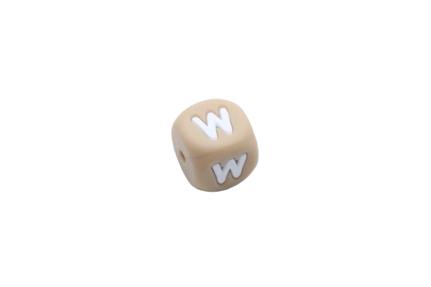 Lettre 12mm Exclusivité: Taupe -Blanc - Perle en silicone